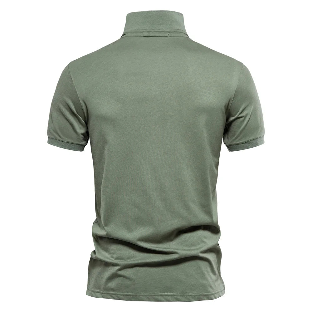 AIOPESON Embroidered Cotton Polo Shirt for Men