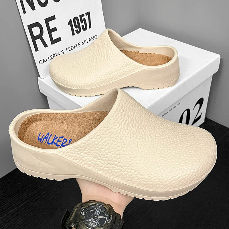 Men's and Women's Summer Breathable, Waterproof, Non-Slip Kitchen Shoes, Slip-On Beach Shoes, Toe-Toe Sandals and Slippers
