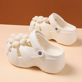 Women's Platform Clog Sandals with Flower Decor — EVA Wedge Beach Shoes