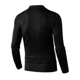 Men's Zipper Polo Shirt – Solid Color Long Sleeve