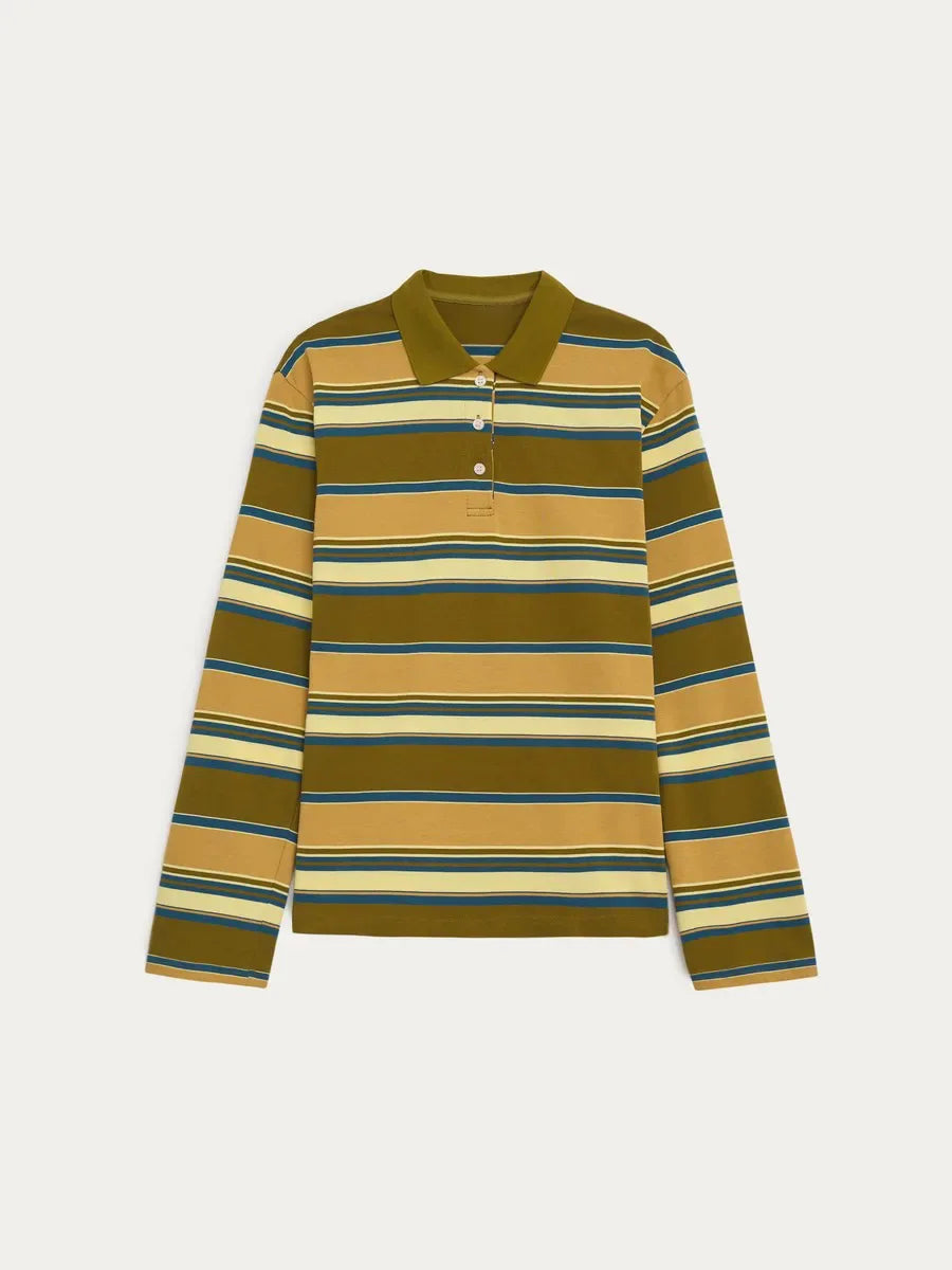 Vintage Striped Oversized Polo Shirt