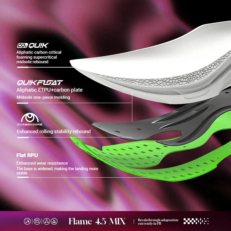 361 Degrees Flame 4.5 MIX Men Running Shoes Carbon Plate Marathon Rebound Cushion Breathable Traction Male Sneakers 672532217F
