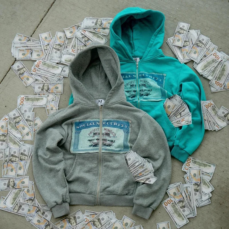 Men's Dollar Print Zip-Up Hoodie