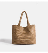 Woven Tote Bag For Women Soft Foldable Top-Handle Wristlet Bag Fashion Hobo Handbag Composite Bag with Coin Purse