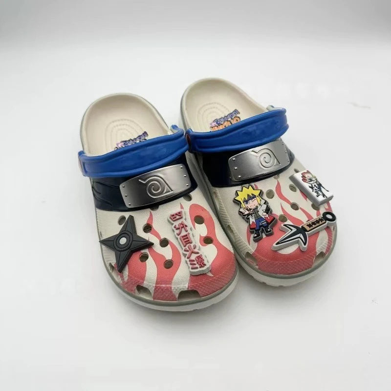 Naruto Anime Summer Men's Sandals Thick-Soled Non-Slip Slippers Sasuke Itachi Kakashi Breathable Toe-Cap Casual Beach Slippers