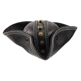 Pirate Hat for Women Men Creative PU Leather Tricorn Costume Hat for Halloween Cosplay Party Supply Costume Props