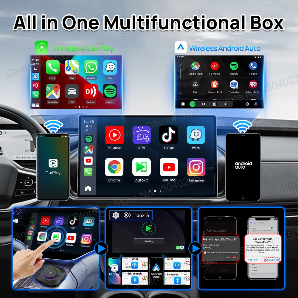 Carlinkit Android 13 AI Box – Wireless CarPlay & Android Auto