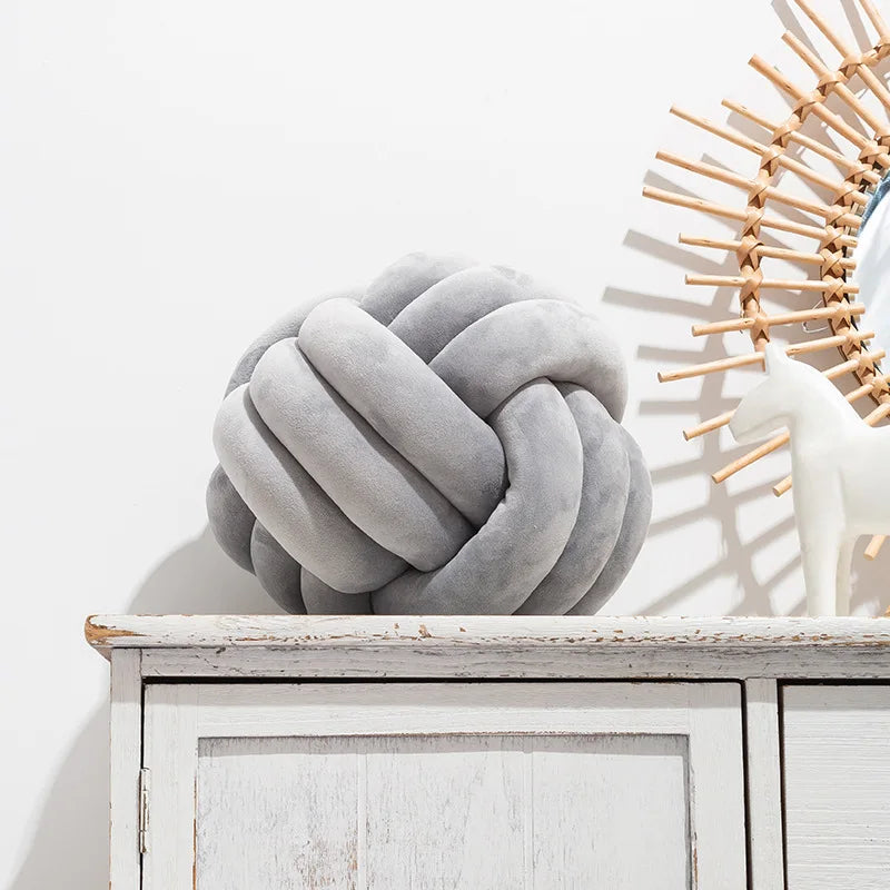 Handmade Knot Ball Throw Pillow – Soft Velvet Cushion