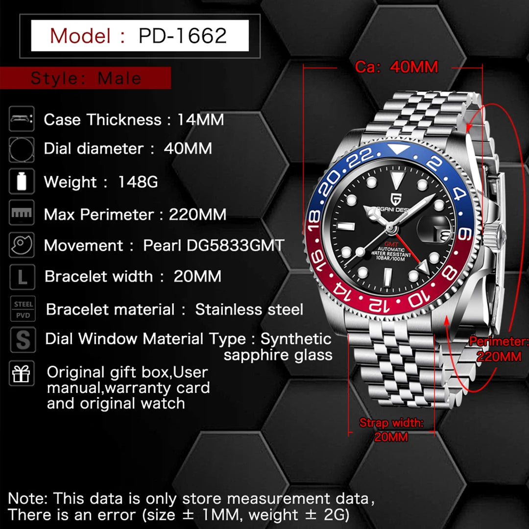 Pagani Design PD-1662 GMT Automatic Men's Watch