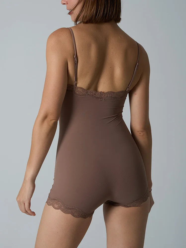 Lace Patchwork Fitness Bodysuit