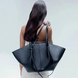 YUZEFI Women Tote Bag Solid Color Retro Minimalist Relaxation Luxury Versatile Daily Commuter Travel Large Capacity Shoulder Bag
