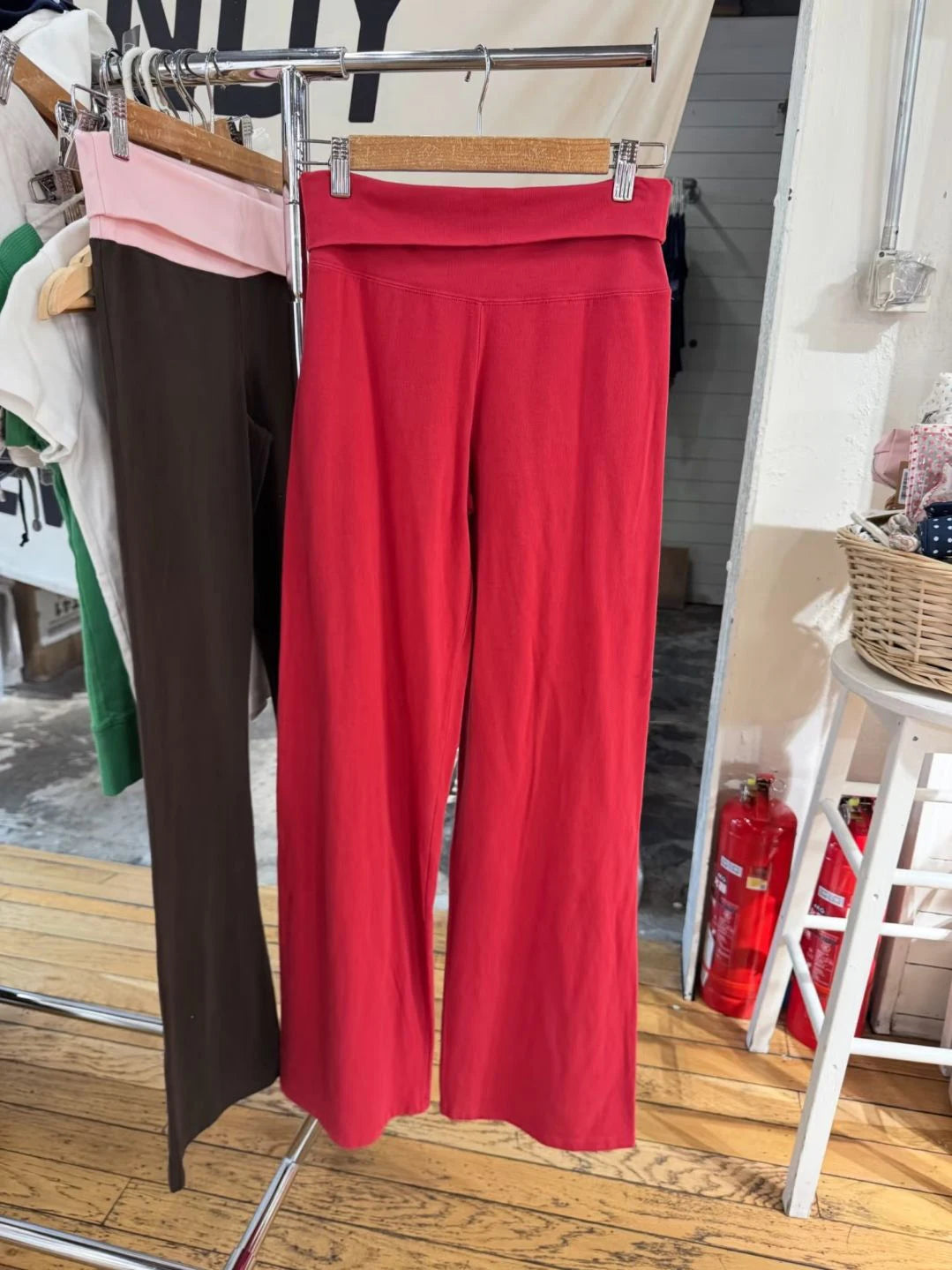 Women's Foldover Low-Rise Straight-Leg Pants