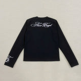 American Dark Retro Y2K Printed Long Sleeved T-Shirt High Street Gothic Trendy Outfit Top for Casual Wear