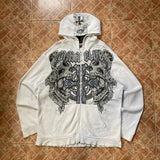 American Retro Printed Zipper Sweatshirt Women's Y2K New Harajuku Hip Hop Goth Casual Joker Long Sleeve Zipper Hoodie Streetwear