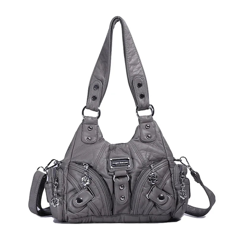 Angelkiss Women Handbags Rose Soft Tote Bag Small Top-handle Purse Fashion Satchel Multi-Pockets Shoulder Bag Hobos Phone Pack
