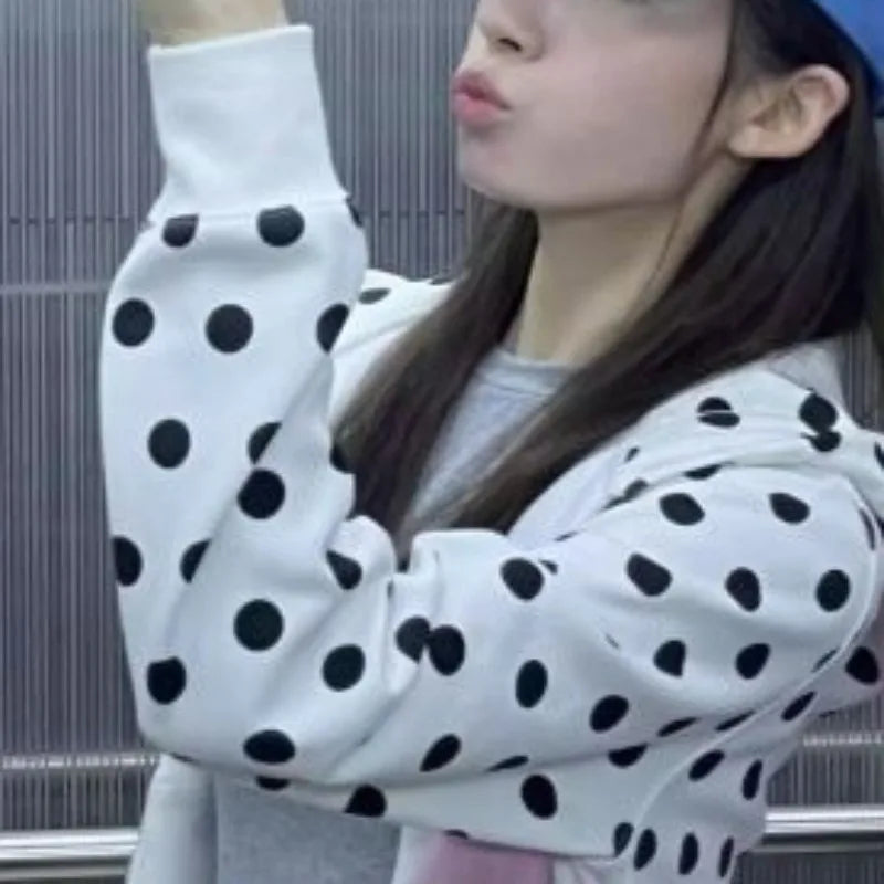 Women's Polka Dot Zip-Up Hoodie