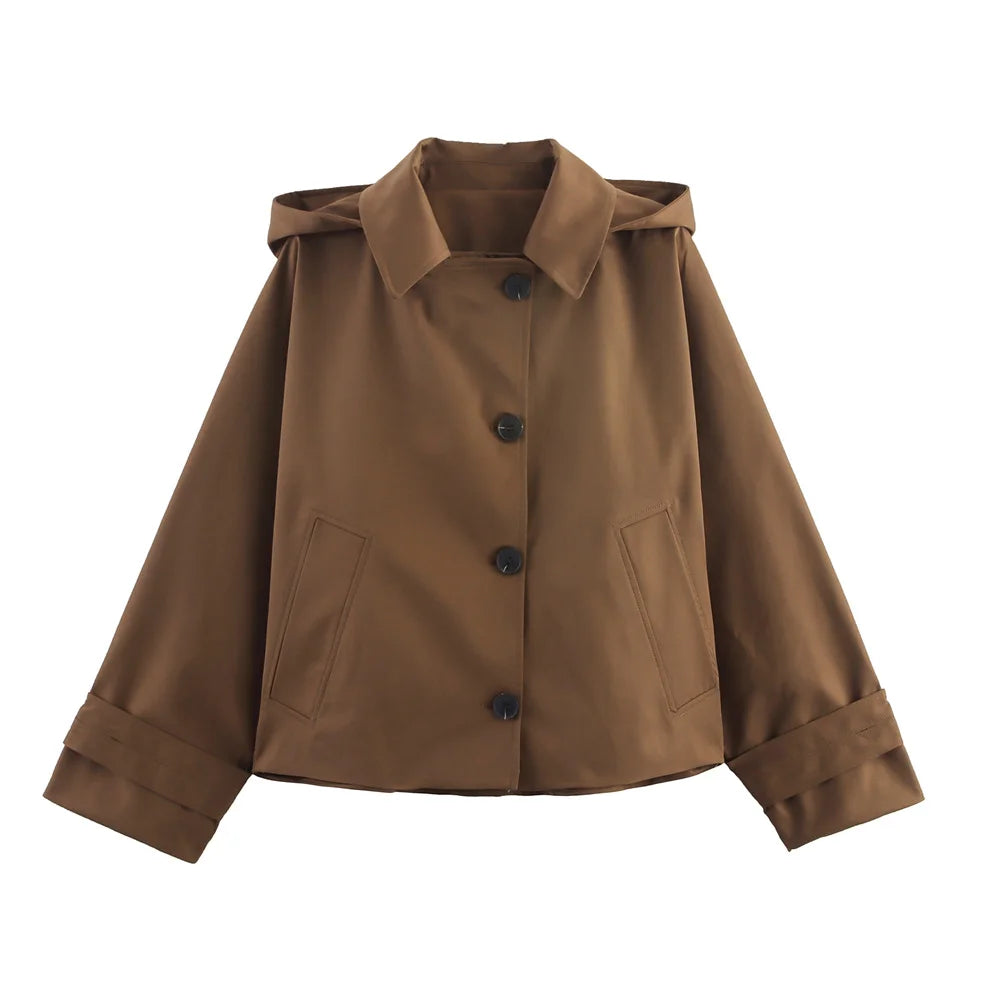 European Style Hooded Trench Jacket