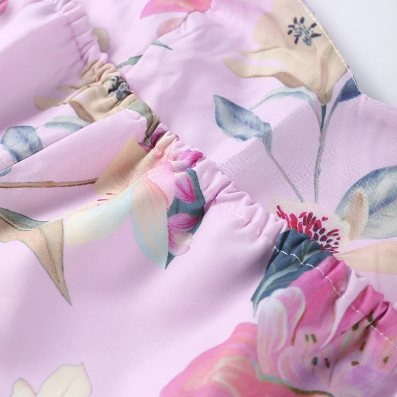 Floral Strapless Vest & Straight-Leg Trouser Set