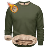 TACVASEN Winter Thicken Fleece Crewneck Sweatshirt Mens Warm Sherpa Lined Heavy Winter Pullover Basic Tops Shirts No Hood Hoodie