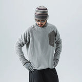 Mountain-Ready Crewneck: Engineered with Ribbed Neck, Reflective Logo, & Secure Chest Pocket for Outdoor Style Unisex