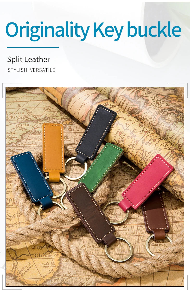 Free Customized Fashion Women Genuine Leather Keychain Vintage Creative Pendant Handmade Small Gift DIY Present Car Key Chain