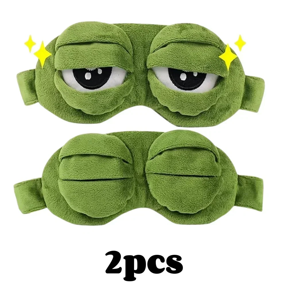 3D Frog Plush Sleep Mask – Soft Cotton Travel Blindfold (Made in USA)