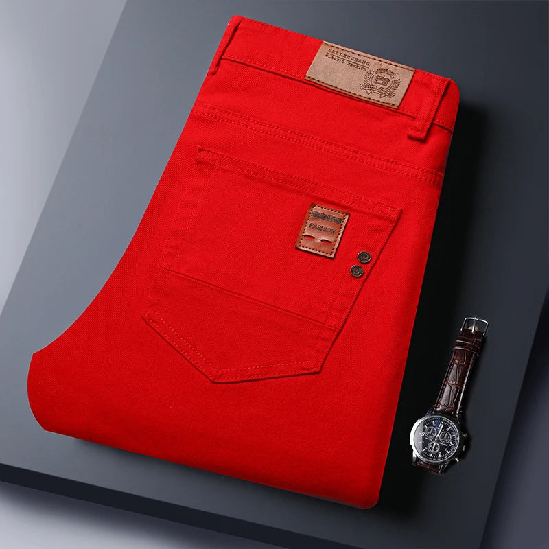 Men's Elastic Colorful Straight-Fit Jeans | Spring Autumn