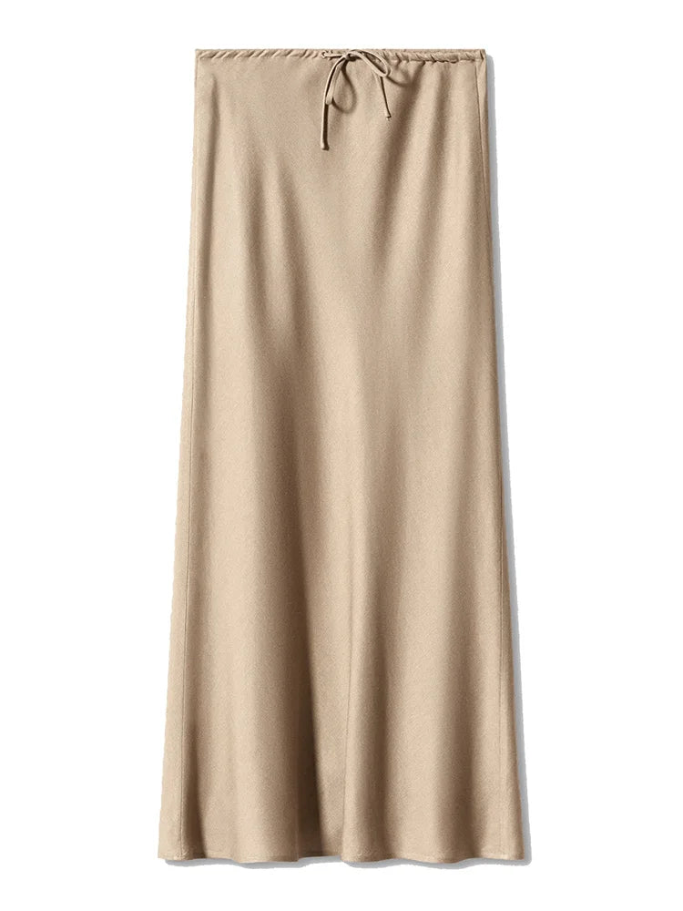 Women's Satin Maxi Skirt – Elegant Ankle-Length