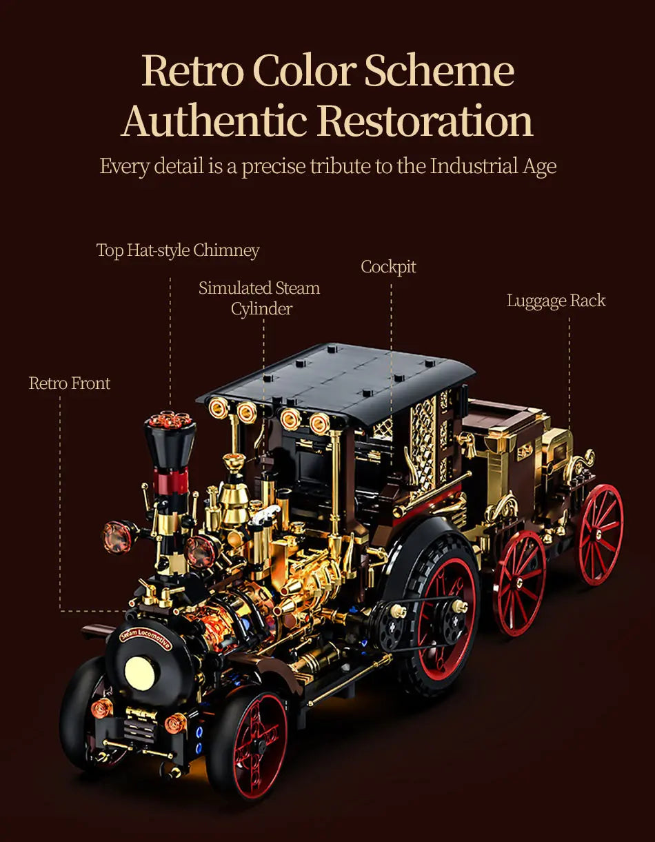 1331-Piece Vintage Steam Car Building Block Set
