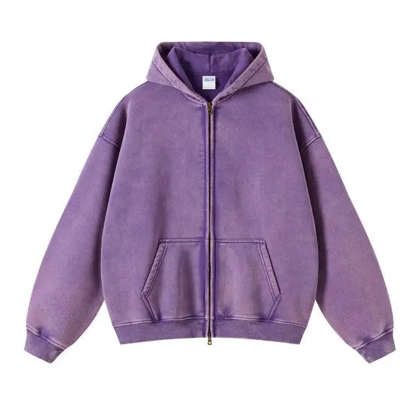 Men’s Vintage Wash Relaxed Zip-Up Hoodie