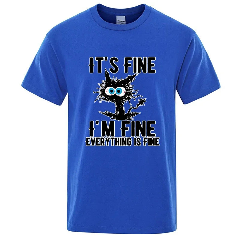 Funny Cool Cat Printed T-shirt