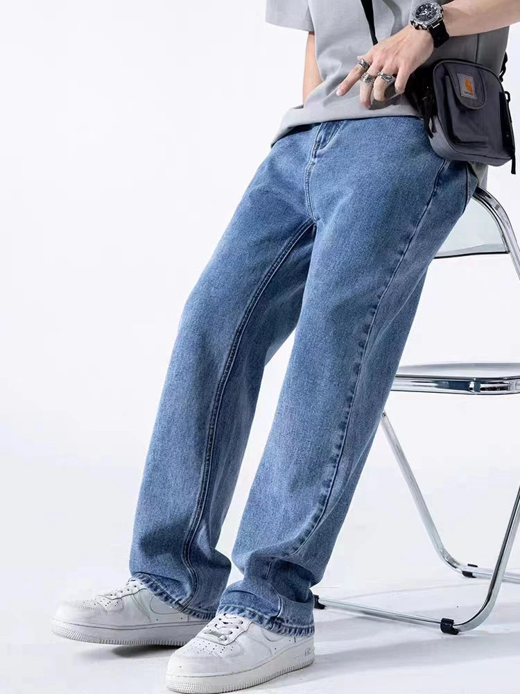 Men's Loose Straight-Leg Cotton Blend Jeans