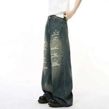Men's Distressed Wide-Leg Jeans