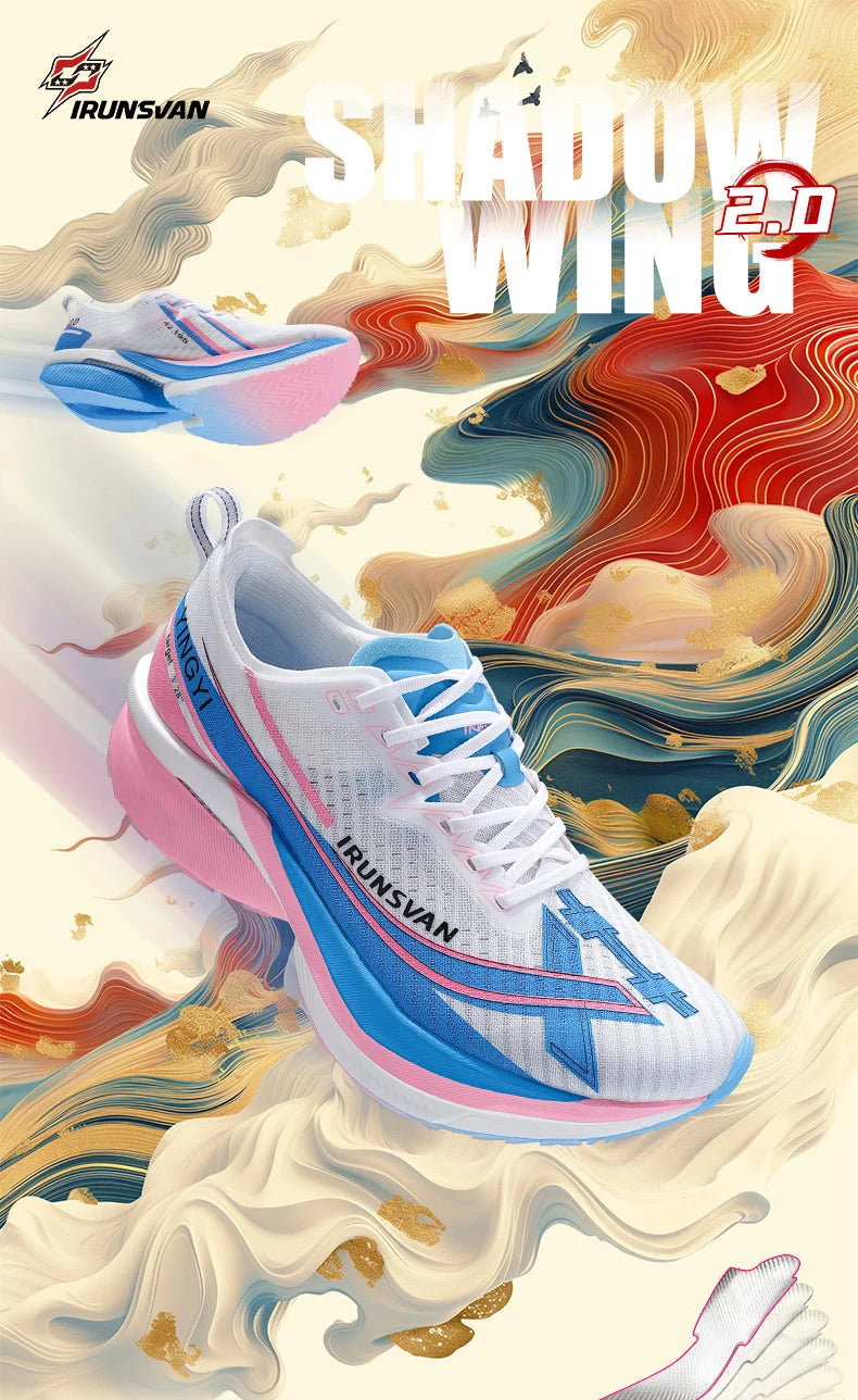 IRUNSVAN Shadow Wing 2.0 Carbon Plate Professional Marathon Running Shoes Men Lightweight Cushioning Training Outdoor Sneakers