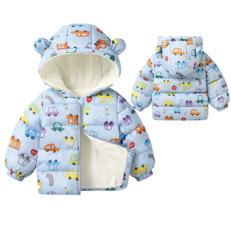 Kids’ Plush Cartoon Hooded Jacket