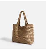 Woven Tote Bag For Women Soft Foldable Top-Handle Wristlet Bag Fashion Hobo Handbag Composite Bag with Coin Purse