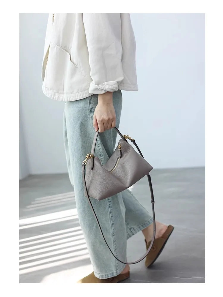 2024 Women Genuine Leather Luxury Handbags Small Size Versatile Cowhide Crossbody Bag Fashion Soft Messenger Purses