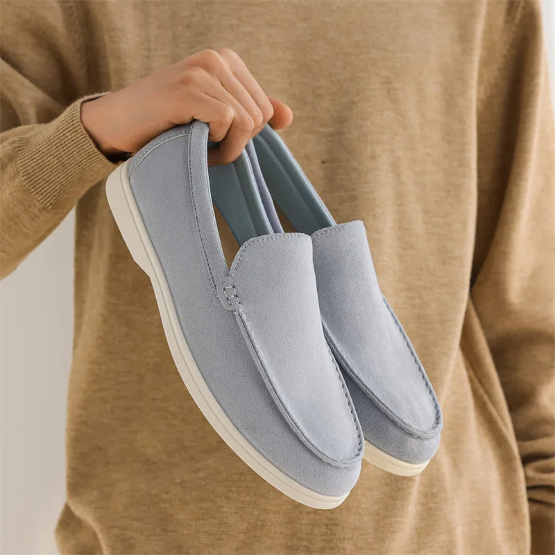Men Flat Loafers 2025 Frosted Suede Flat Shoes Comfortable Non Slip Fashion Loafers Lightweight Trendy Outdoor Casual Shoes