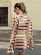 Vintage Striped Oversized Polo Shirt