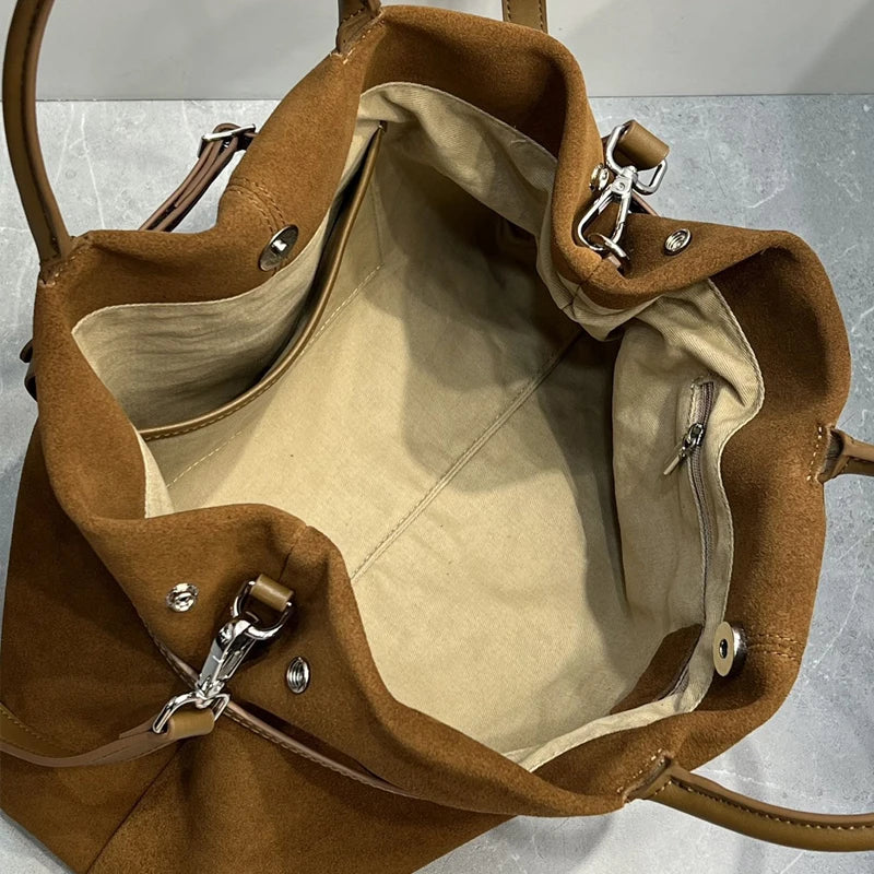Genuine Leather Le Cambon 35 Tote Bags For Women Luxury Designer Handbag And Purses 2024 New In Cowhide Belt Top Handle Shoulder