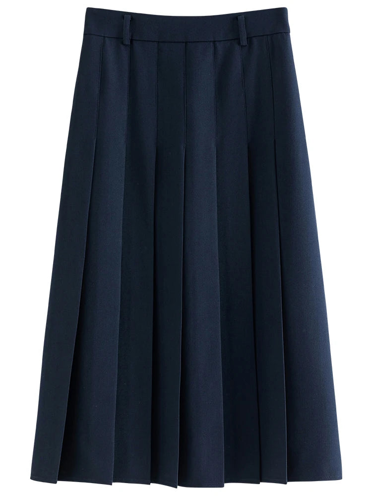 Women's Pleated Midi Skirt – Elegant Office Style