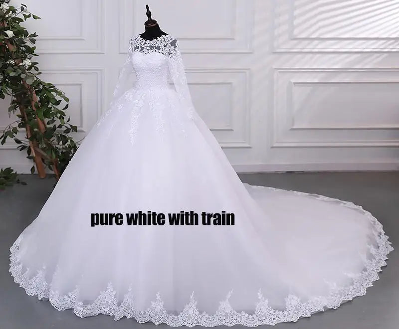 Pure White Wedding Dresses Elegant Boat Neck Ball Gown Simple Vestido De Noiva Plus Size Robe De Mariee