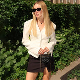Tuularose 3 Piece Dress Set Women Elegant V-Neck Striped Ribbon Blazer Slim Short Dress Set Fashion Luxury Women Party Dress Set