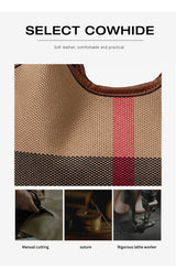 Leather plaid handbag, large-capacity mother bag, shopping basket, one-shoulder handbag