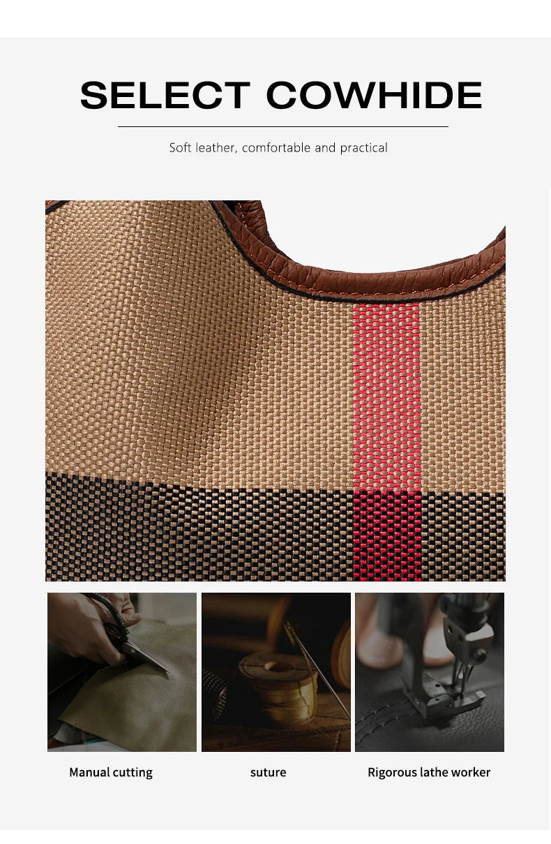 Leather plaid handbag, large-capacity mother bag, shopping basket, one-shoulder handbag