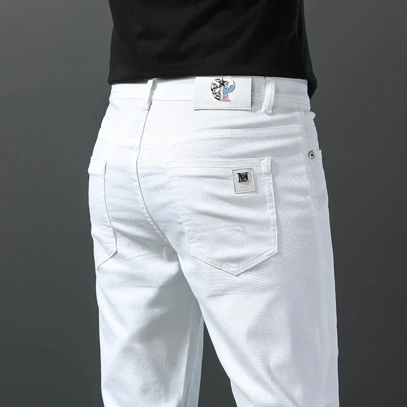 Men's Slim-Fit Cotton Jeans – Crisp White