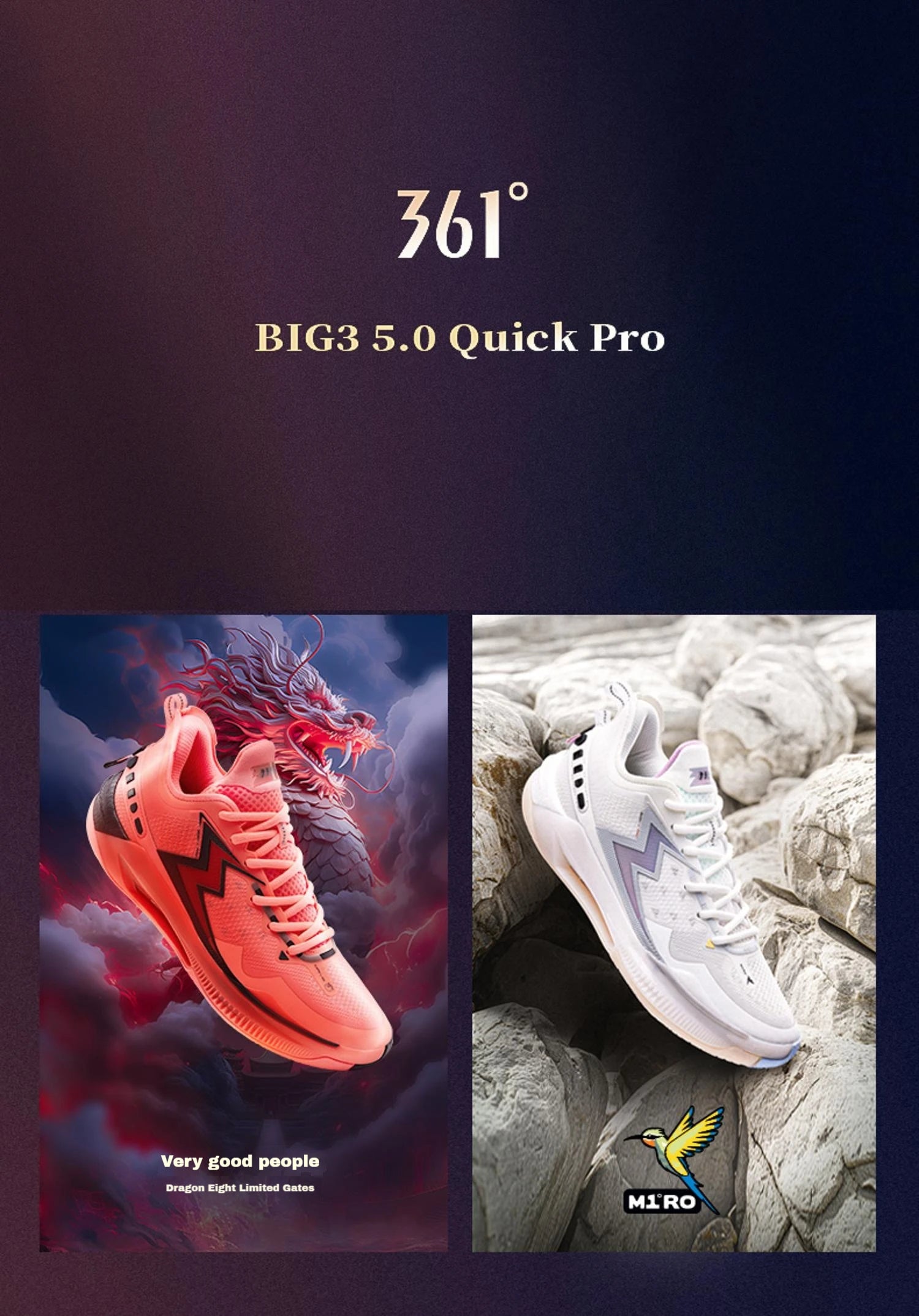 361 Degrees BIG3 5.0 Quick Pro Men Basketball Shoes Carbon Plate Breathable Stable Flexible Training Male Sneakers 672421111
