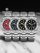 San Martin Upgraded 38.3mm BB GMT Hangzhou 6460 Men Automatic Mechanical Watches Sport Sapphire Luminous Waterproof 100m SN0054