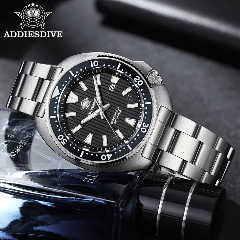 ADDIESDIVE New 200M Waterproof Quartz Watch Sapphire Crystal BGW9 Luminous Ceramic Bezel Stainless Steel Diving Watch AD2507