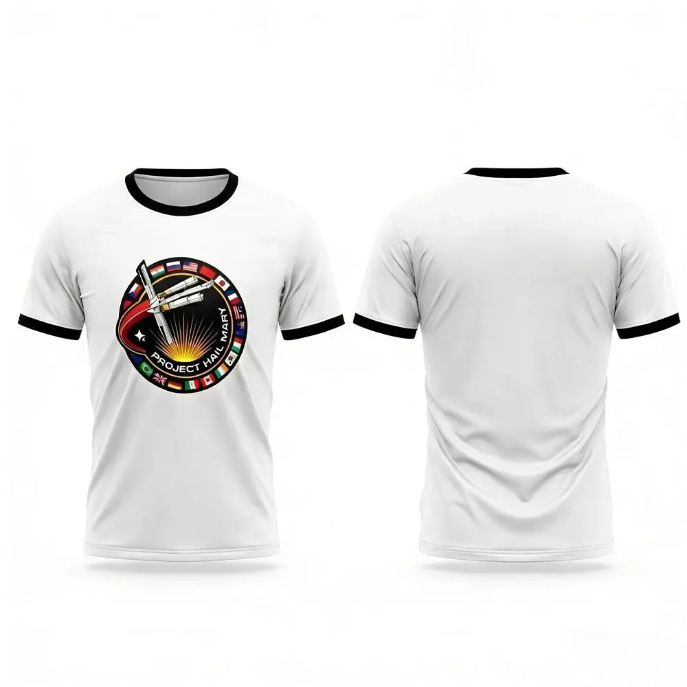 New Project Hail Mary Theme T-shirt Science Fiction Fan Mission Badge Retro Space Pattern Tee Men's And Women's Book Lover Gift